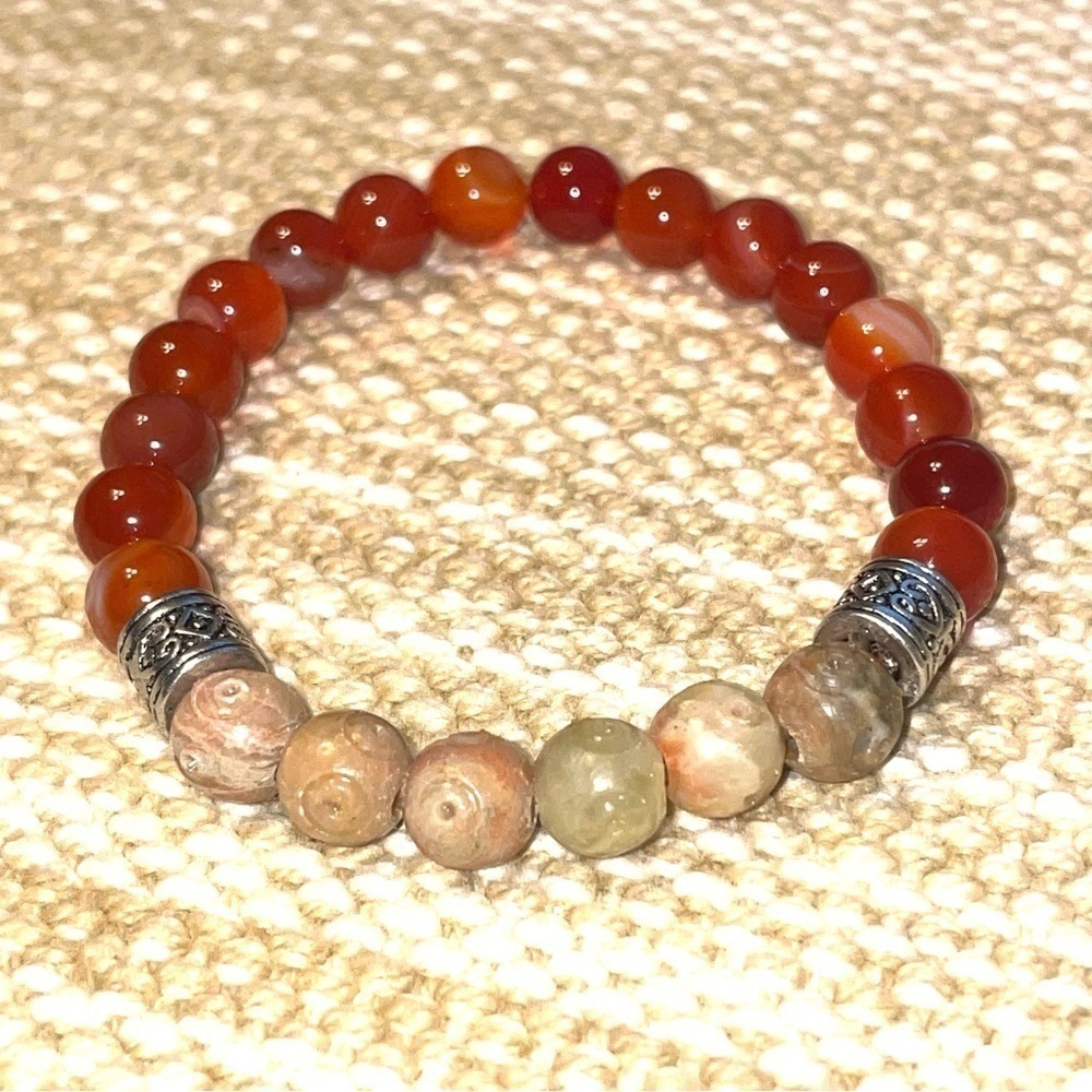 2/$30 Carnelian Soapstone Handmade Healing  Stretchy Bracelets 7 1/2" - Picture 4 of 6